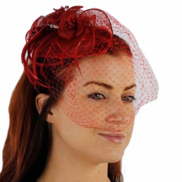 Charisma Sinamay Fascinator Cocktail Hat with Headband and Netting - Picture 7 of 7